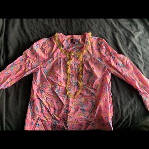 J. Crew Floral/ruffle blouse
